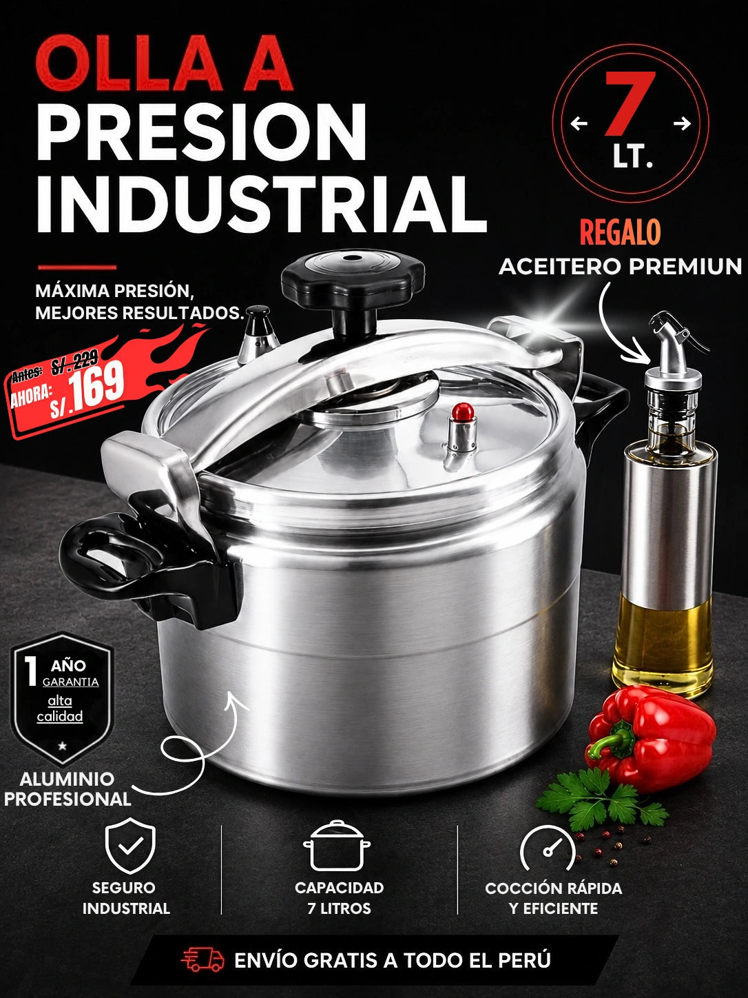 OLLA A PRESIÓN PROFESIONAL 7 LT.