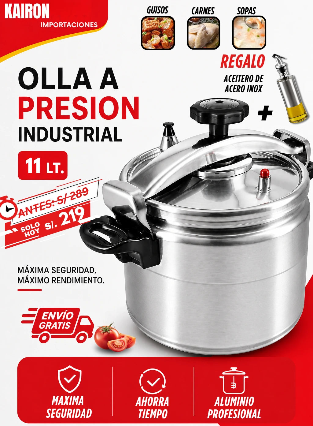 OLLA A PRESIÓN INDUSTRIAL 11 LT.