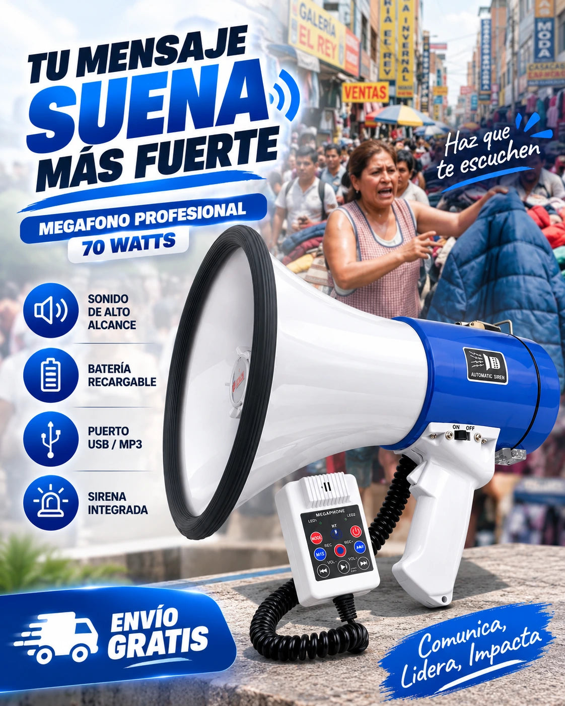 MEGAFONO PROFESIONAL 70 WATTS